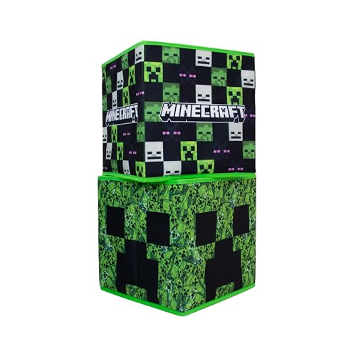 Minecraft Officially Licensed Storage Boxes - 2 Pack Foldable Cubes | 30cm x 30cm 3