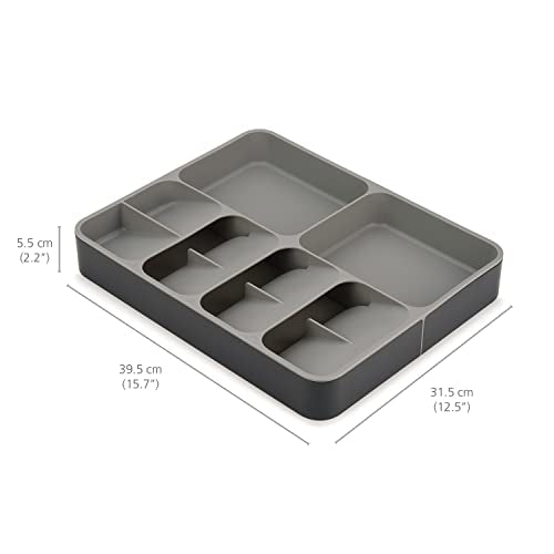 Joseph Joseph DrawerStore Expanding Cutlery Organiser | Grey Plastic | Fits 8cm+ Drawers 4