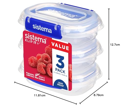 Sistema KLIP IT PLUS Food Storage Containers - 180 ml, 3 Piece Set | Airtight & Leak-Proof | BPA-Free Plastic 6