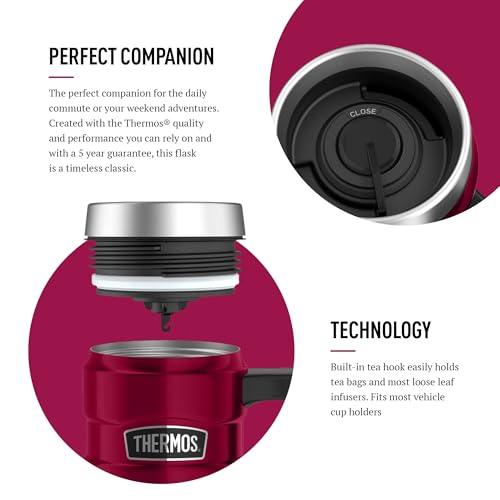 Thermos Stainless King Travel Mug 470ml Raspberry | Vacuum Insulated | Hot 7 Hrs / Cold 18 Hrs 3
