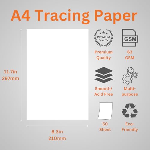 Hawksbill Tracing Paper A4 Transparent Paper - 25 Sheets, 63 GSM | Smooth Surface for Sketching & Calligraphy 2