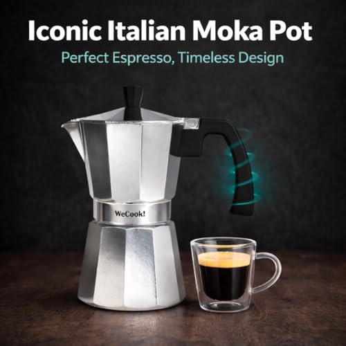 WECOOK! Paola Italian Moka Pot Espresso Maker - 1 Cup Capacity | Aluminum | Gas, Electric & Ceramic Hobs (Not Induction) 3