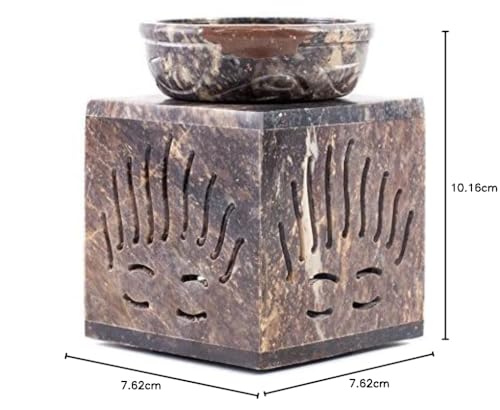 Mystic Moments Rising Sun Soapstone Oil Burner - Sliding Door Access | Brown | 3.0 x 3.0 x 4.0 Inches 5