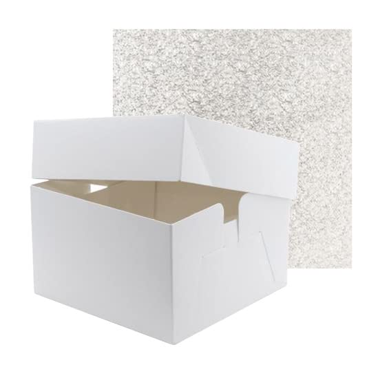 Culpitt 10 Inch Square Cake Drum Board & White Cake Box Combo | Sturdy Support 7