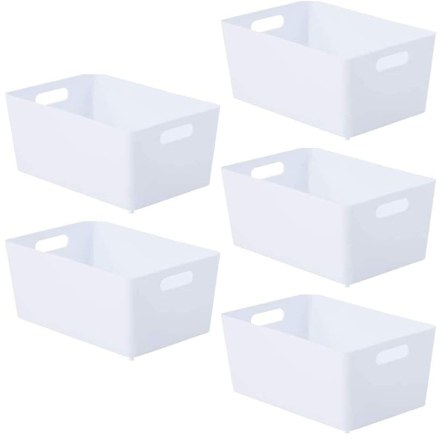 Niftii Plastic Shelf Baskets - 5 Pack Storage Bins with Handles | 3.9L Capacity | White 1