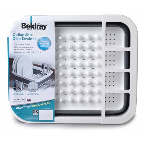 Beldray LA031051 Collapsible Dish Drainer - Foldable Plastic Sink Drying Rack with Cutlery Divider | Grey | 36.8 x 31.5 x 13 cm 12