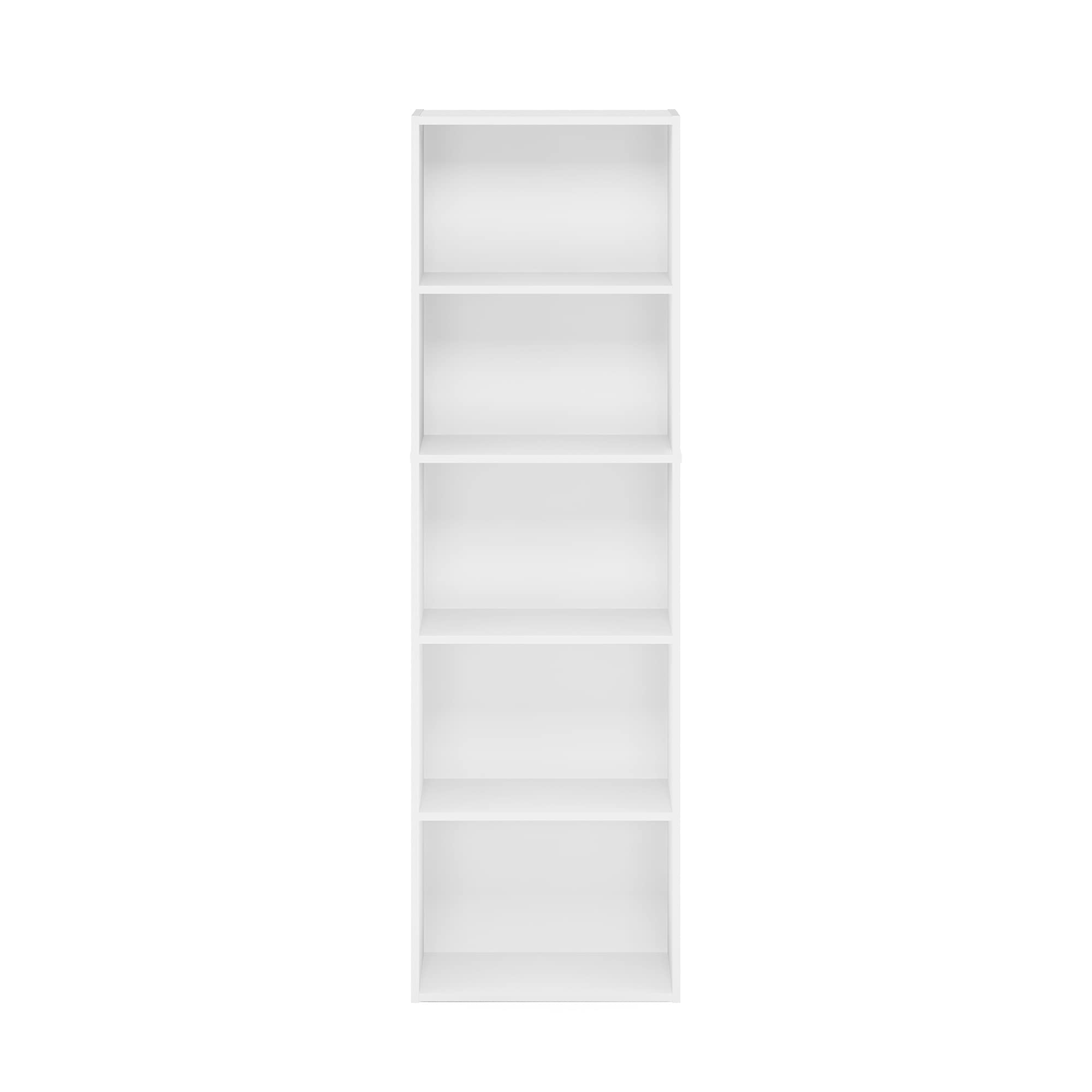 Furinno Luder 5-Tier Bookcase - White, Space Saving, Freestanding Storage Organizer | Engineered Wood 8