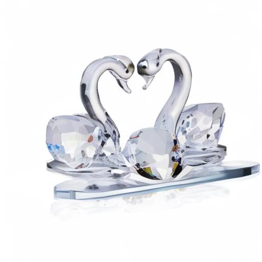 London Boutique Crystal Swan Couple Figurine Ornament | Clear K9 Crystal | H7cm x L9cm 8