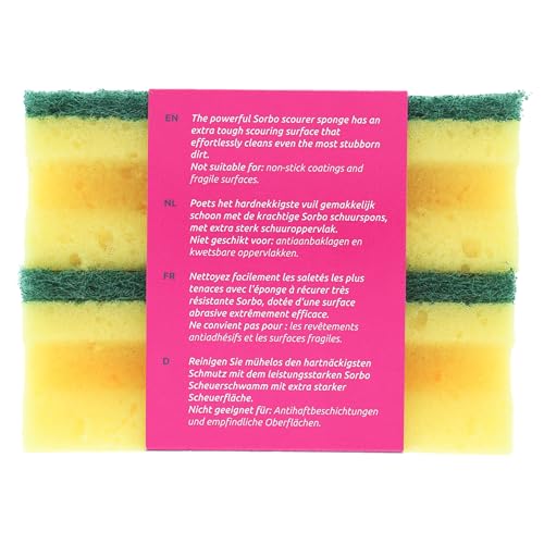 Sorbo Extra Large Scouring Sponge - Durable Foam for Tough Grime | 2 Pack | 11.5cm x 6cm x 4cm 3