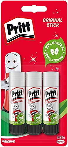 Pritt Glue Stick - Strong Hold Craft Glue for School & Office | 3 x 22g Sticks 2