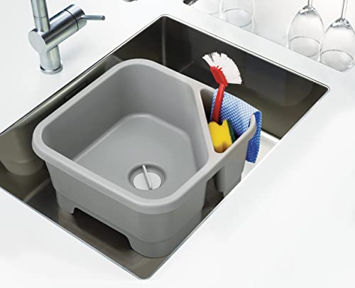 Joseph Joseph Duo Square Washing-up Bowl with Integrated Cutlery Drainer | Grey Plastic | 335x335x165mm 7