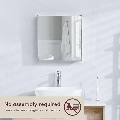 Bath Vida Tiano Double-Mirror Wall Cabinet - Stainless Steel & Glass | W 45 x D 9 cm | Max Load 15 kg 3