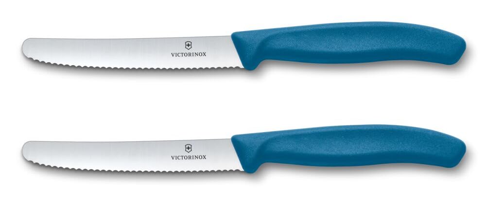 Victorinox Swiss Classic Breakfast Knife Set - Serrated Edge, Blue, Set of 2 | 11cm Blade 1