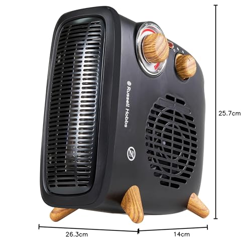 Russell Hobbs 1.8kW Retro Electric Fan Heater - Black Scandi Wood Effect | 20m² Coverage 11