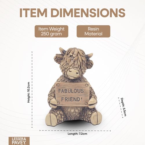 Lesser & Pavey Hughie Highland Cow Fab Friend Home Decor Figurine | 72x55x102mm 4