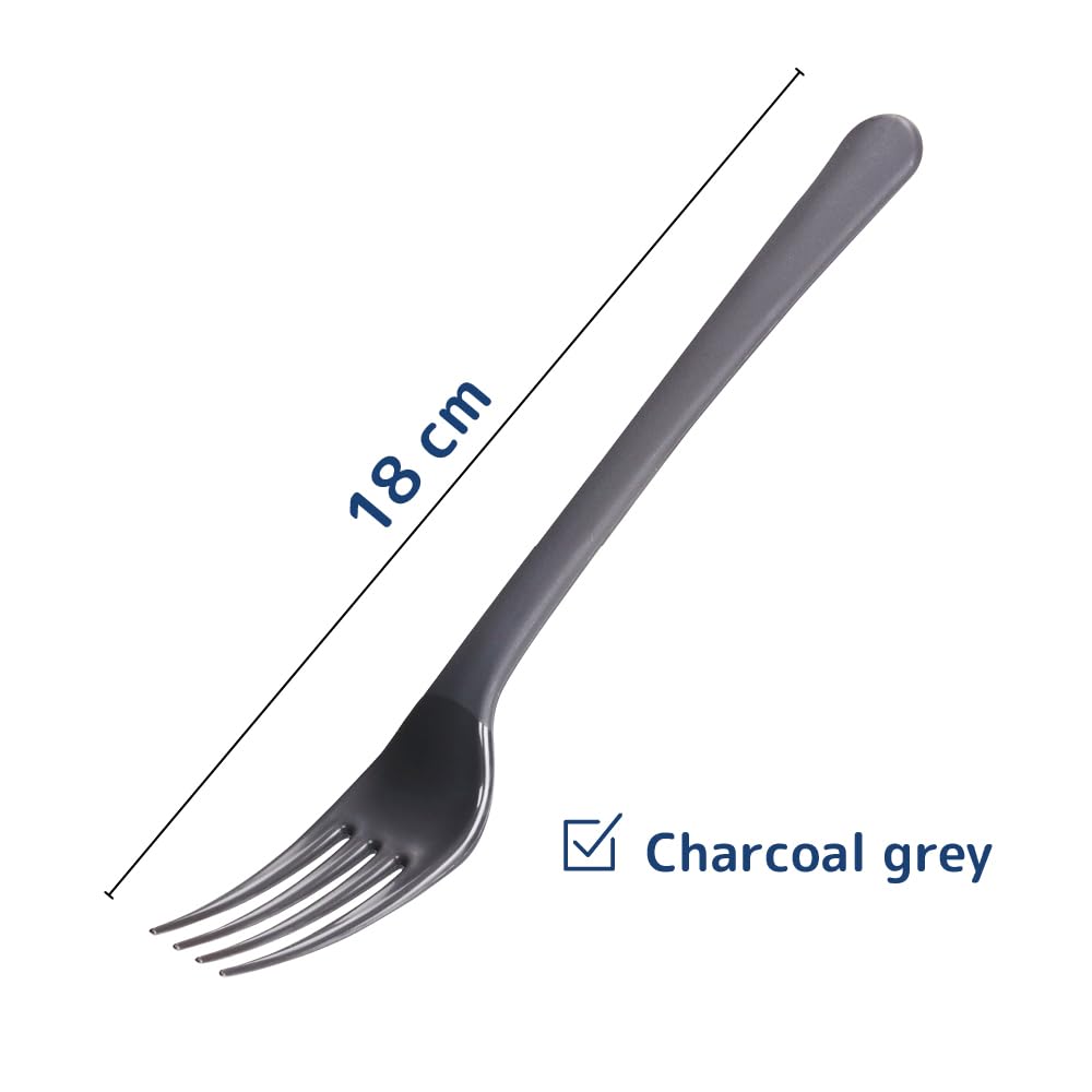 ABENA Gastro Reusable Plastic Forks - 18cm, Charcoal Grey | Pack of 50