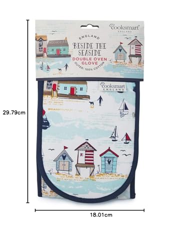 Cooksmart Double Oven Gloves - Heat Resistant Protection | 100% Cotton | Beside the Seaside 6