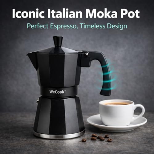 WECOOK! Luccia Italian Stovetop Coffee Maker - 1-3 Cup Capacity | Aluminium | Induction Compatible