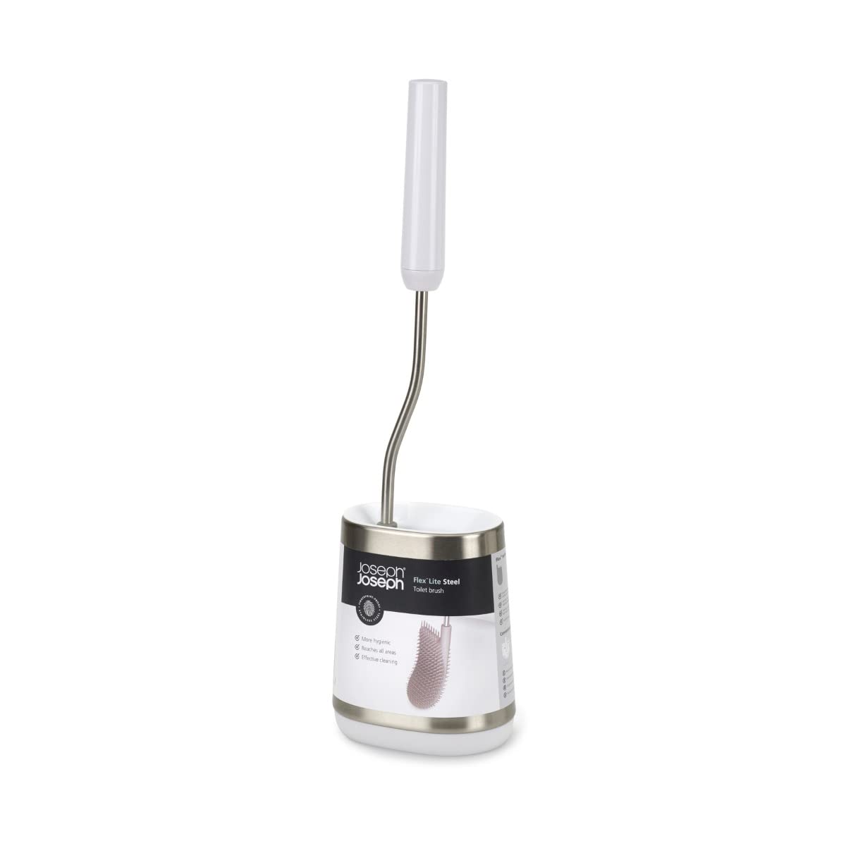 Joseph Joseph Flex Lite Silicone Toilet Brush with Slimline Holder | Anti-Drip | Stainless Steel Finish 6