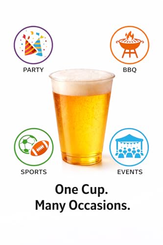 1ABOVE Half Pint Plastic Beer Glasses - 50 Pack, 330ml Capacity, Heavy Duty Transparent Tumblers 4