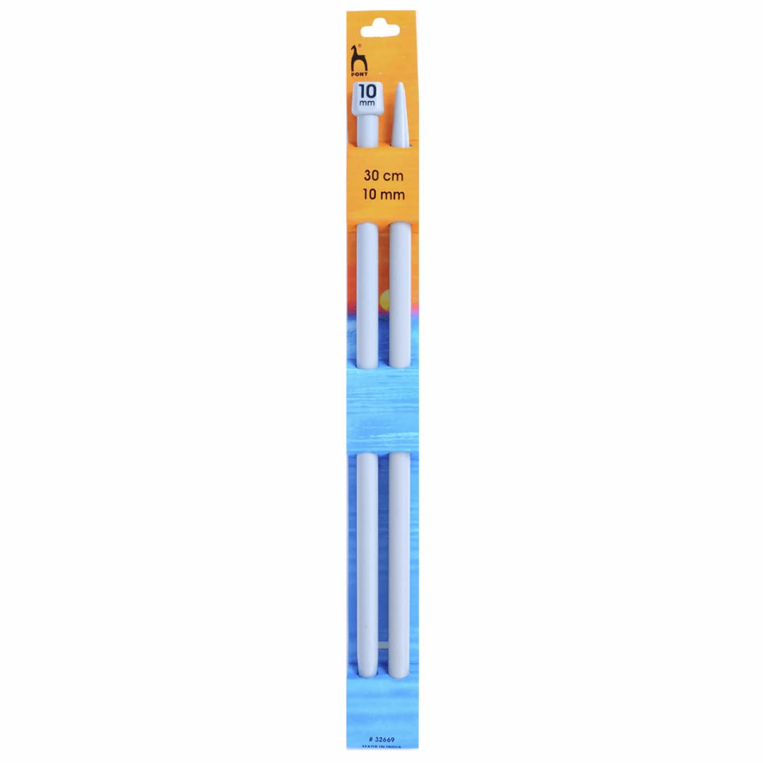 Pony Classic Single Ended Knitting Needles - 10.00mm Diameter | 30cm Length | Multicolor Plastic