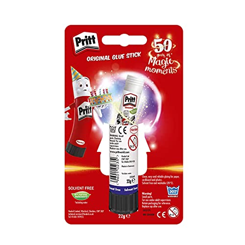 Pritt Glue Stick - Solvent-Free, Washable Craft Glue with 97% Natural Ingredients | 1 x 22g