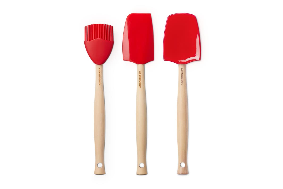 LE CREUSET Craft 3-Piece Utensil Set - Flexible Spatula, Spoon, Basting Brush | Heat Resistant Silicone 1