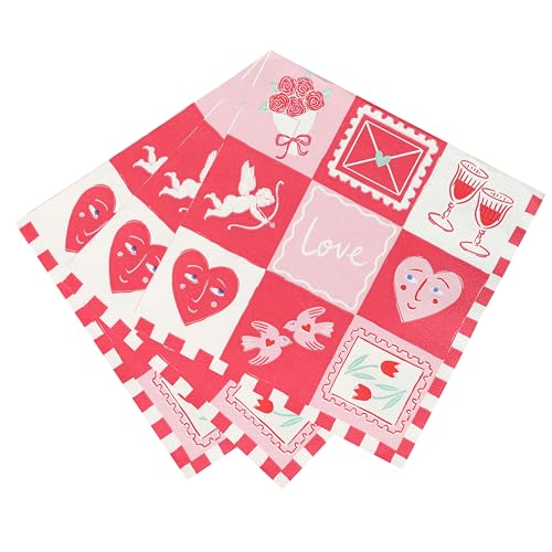 Talking Tables Love Icons Paper Napkins - 20 Pack | 3-Ply Absorbent | 33cm Unfolded 3