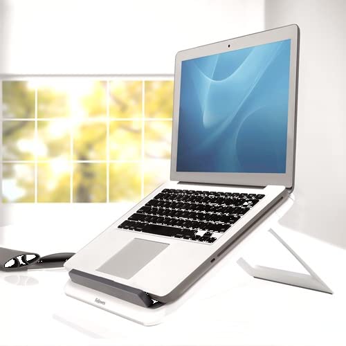 Fellowes I-Spire Series Portable Height Adjustable Laptop Stand for Desk | Supports Up to 17-Inch Laptops | White