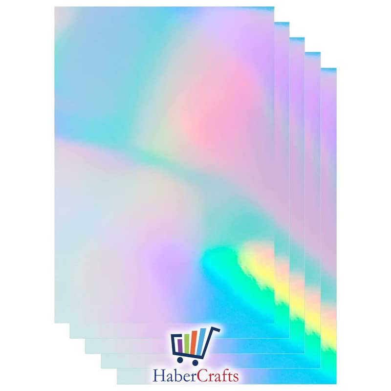 Habercrafts Holographic Card A4 Silver Rainbow 210gsm Metallic Paper | Pack of 10 Sheets 9