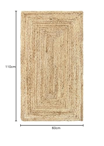 HAMID Alhambra Natural Jute Area Rug - 100% Natural Fiber | 60 x 110 cm | Hand-Woven 3