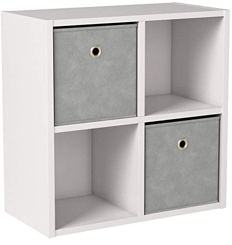 Home Source 4 Cube Storage Bookcase - White Wood Display Unit | 60cm Width 5