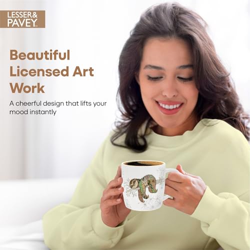 Lesser & Pavey Simon Sloth Ceramic Coffee Mug | Dishwasher Safe | 11 cm x 12 cm 4
