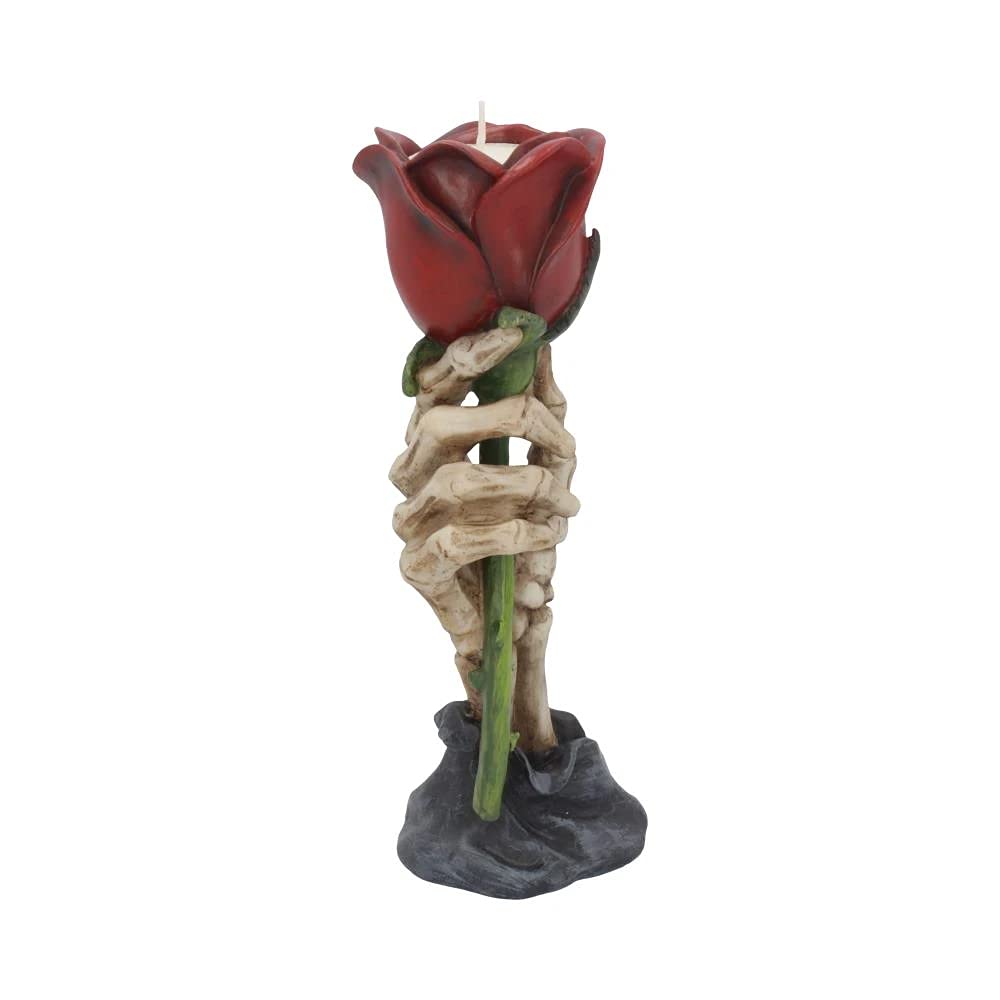 Nemesis Now Eternal Flame Skeleton Hand & Rose Tea Light Holder - Red Resin, 20.5cm 7