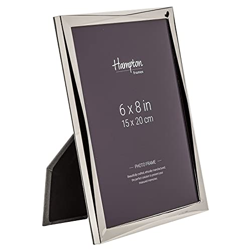 Hampton Frames Polished Nickel Photo Frame - 6x8 (15x20cm) | Freestanding Display | Silver Finish