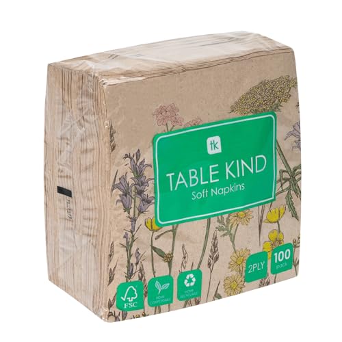 Talking Tables Table Kind Recycled Paper Napkins - 100 Pack, 2ply, 33cm Wildflower Floral 4
