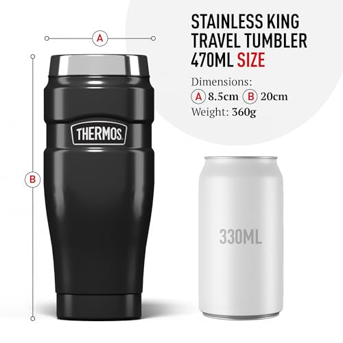 Thermos Stainless King Travel Tumbler - 470 ml Capacity | Keeps Hot 7 Hrs / Cold 18 Hrs | Raspberry 8