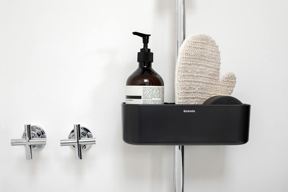 Brabantia Shower Caddy - Corrosion Resistant Storage | Fits Rods Ø16-Ø28mm | Dark Grey 8