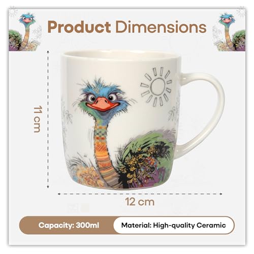 Lesser & Pavey Bug Art Oscar Ostrich Ceramic Coffee Mug | Fine China Design | 290g 2