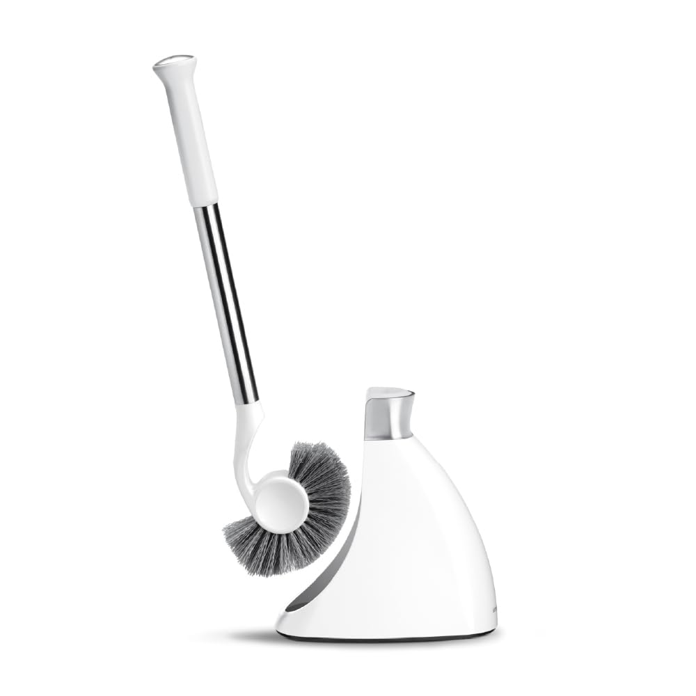 simplehuman BT1083 Toilet Brush with Holder - Stiff Outer Bristles | Drip-Free Magnetic Collar 1