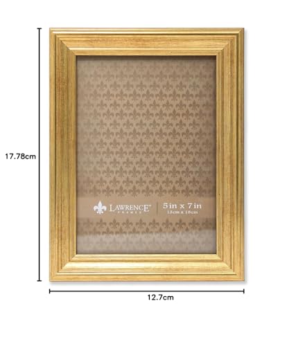 Lawrence Frames Sutter Burnished Gold Picture Frame - 5x7 Inch Photo Size | Tabletop & Wall Mount 5