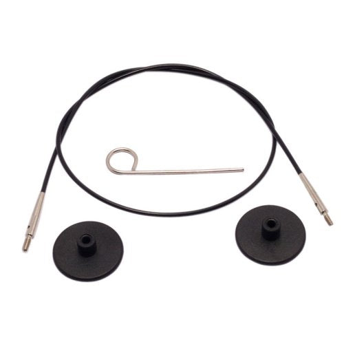 KnitPro Interchangeable Knitting Cable - Black with Silver Connectors | 150cm Length 2
