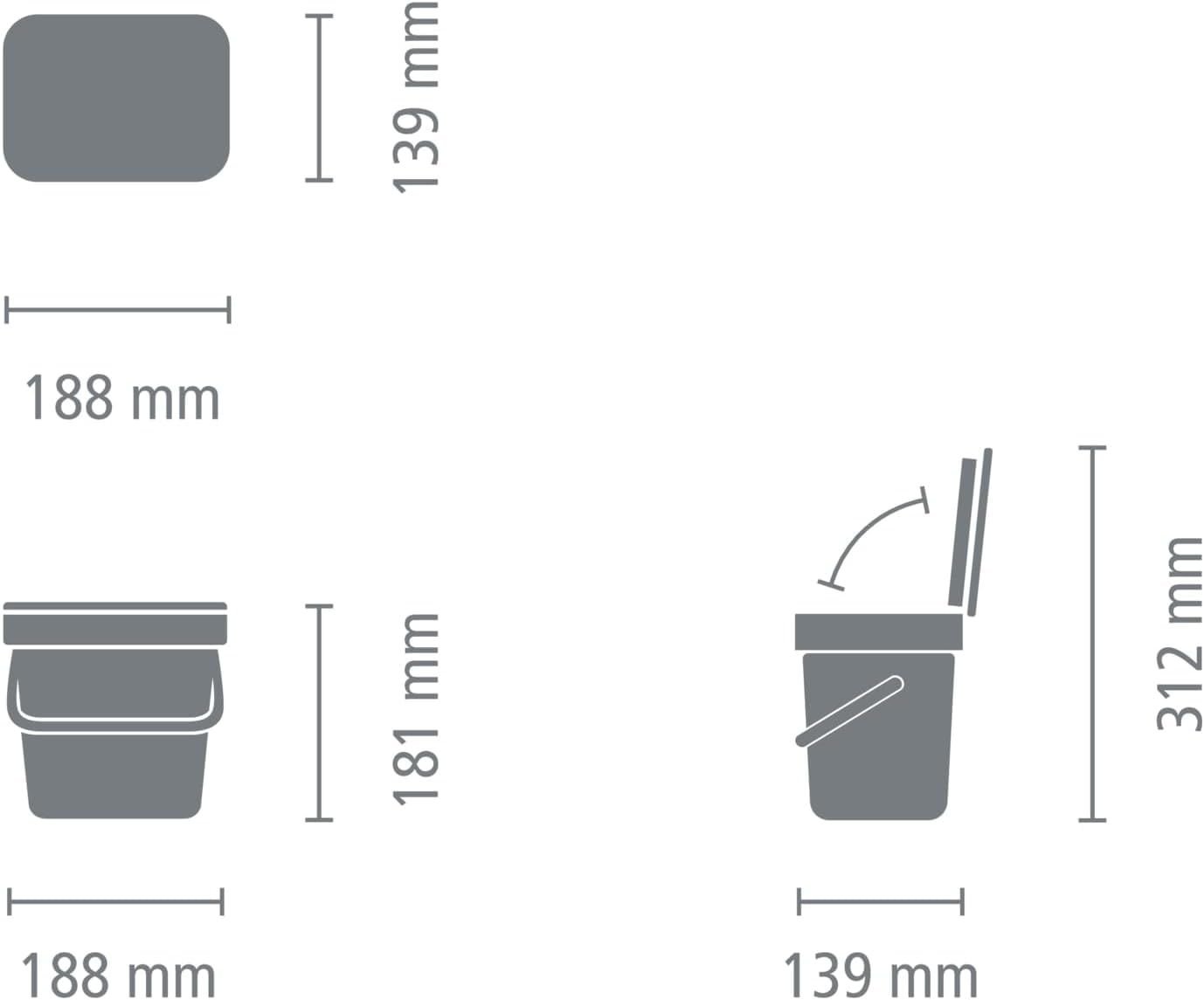 Brabantia Sort & Go Food Waste Bin - 3L Capacity | Jade Green | Space-Efficient Plastic 9
