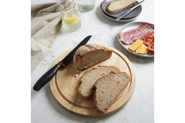 apollo THE HOUSEWARES BRAND RB Bread Board - 30cm Round Wooden Board | Multi-Colour | Eco-Friendly 5