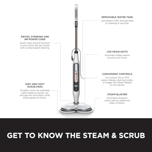 Shark Steam Mop with Steam Blaster & 2 Rotating Power Pads | Sanitises up to 99.9% Germs | 8m Cord 9
