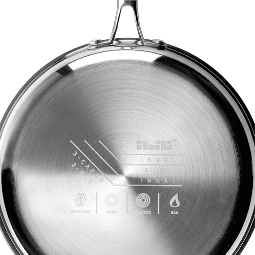 IBILI Triply Natural Frying Pan - 22 cm Diameter | Tri-Ply Stainless Steel & Aluminum | Induction Compatible 4