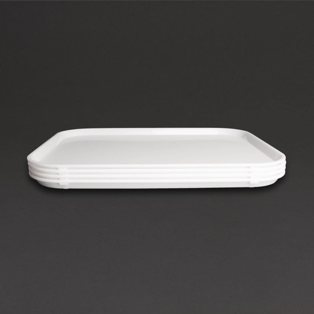 Olympia Kristallon GF997 Polypropylene Serving Platter - 450x350mm White | Stackable | Non-Slip 4