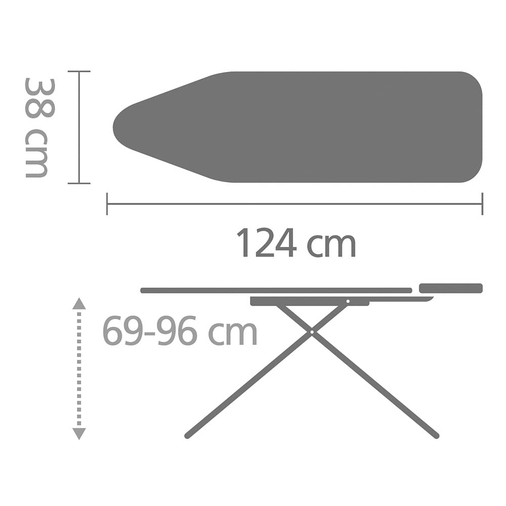 Brabantia Ironing Board B - 124x38cm Surface | Adjustable Height 69-96cm | Denim Black 5