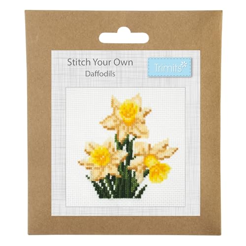 Trimits Mini Counted Cross Stitch Kit - Daffodil Design | 13 x 13cm (5 x 5in) 2