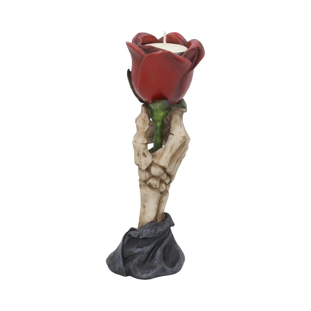 Nemesis Now Eternal Flame Skeleton Hand & Rose Tea Light Holder - Red Resin, 20.5cm 3